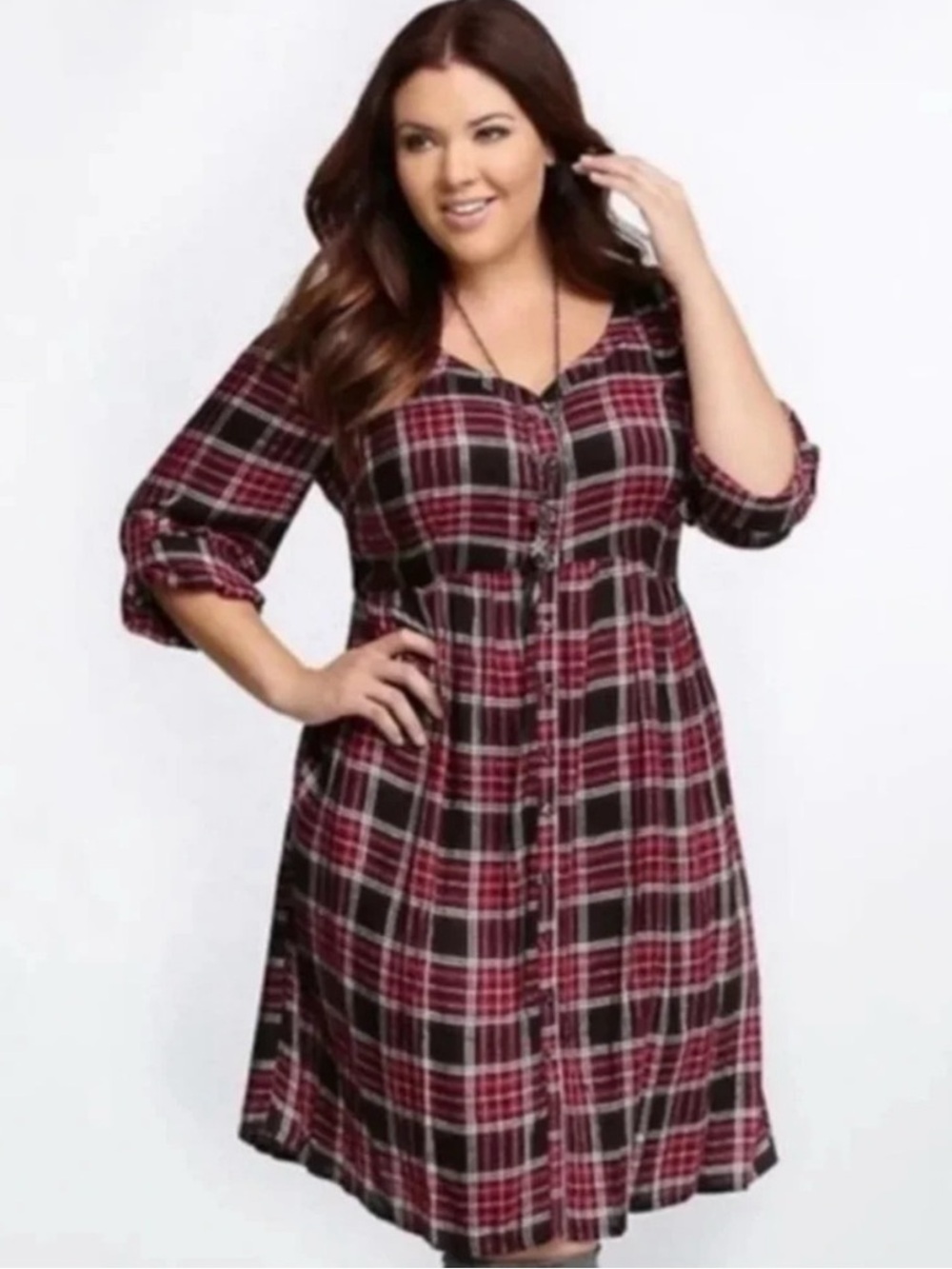 Torrid Plaid Midi Dress - Size 2